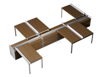 Мебель для персонала Рабочая станция (6х140) с ProSystem на 3-х опорных тумбах-купе с ProSystem КВ 0177