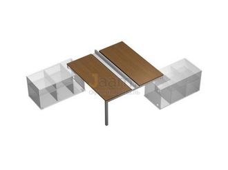 Мебель для персонала Рабочая станция (2х140) с ProSystem на 2-х опорных тумбах левых (БЕЗ ТУМБ) КВ 0149