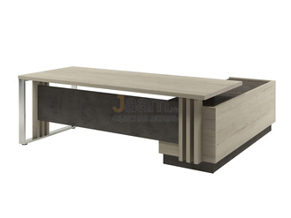 Кабинет руководителя Стол руководителя с опорной тумбой и металлической опорой и блоком розеток левый Z-422