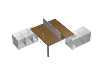 Мебель для персонала Рабочая станция (2х160) с настольным экраном ДСП (белый премиум) на 2-х опорных тумбах левых (БЕЗ ТУМБ) КВ 0143